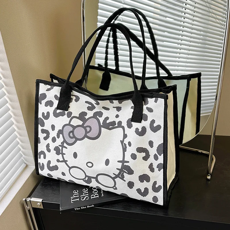 

Новая женская сумка через плечо с рисунком Sanrio hello kitty, большая вместительная женская сумка-тоут, кавайная простая сумка на одно плечо с принтом