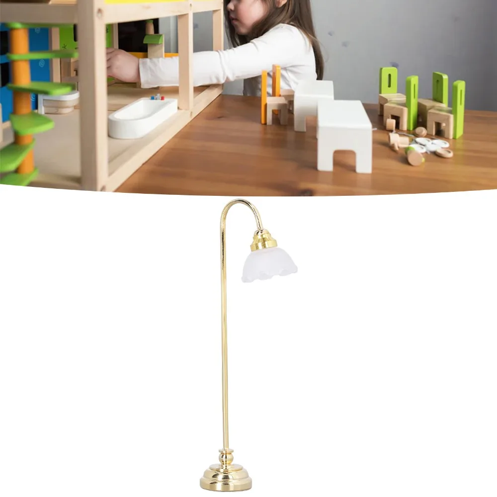 Vintage 1/12 Scale Dollhouse Floor Lamp Miniature Design Tabletop Decor Scale Furniture Miniature Floor Lamp For Dollhouse