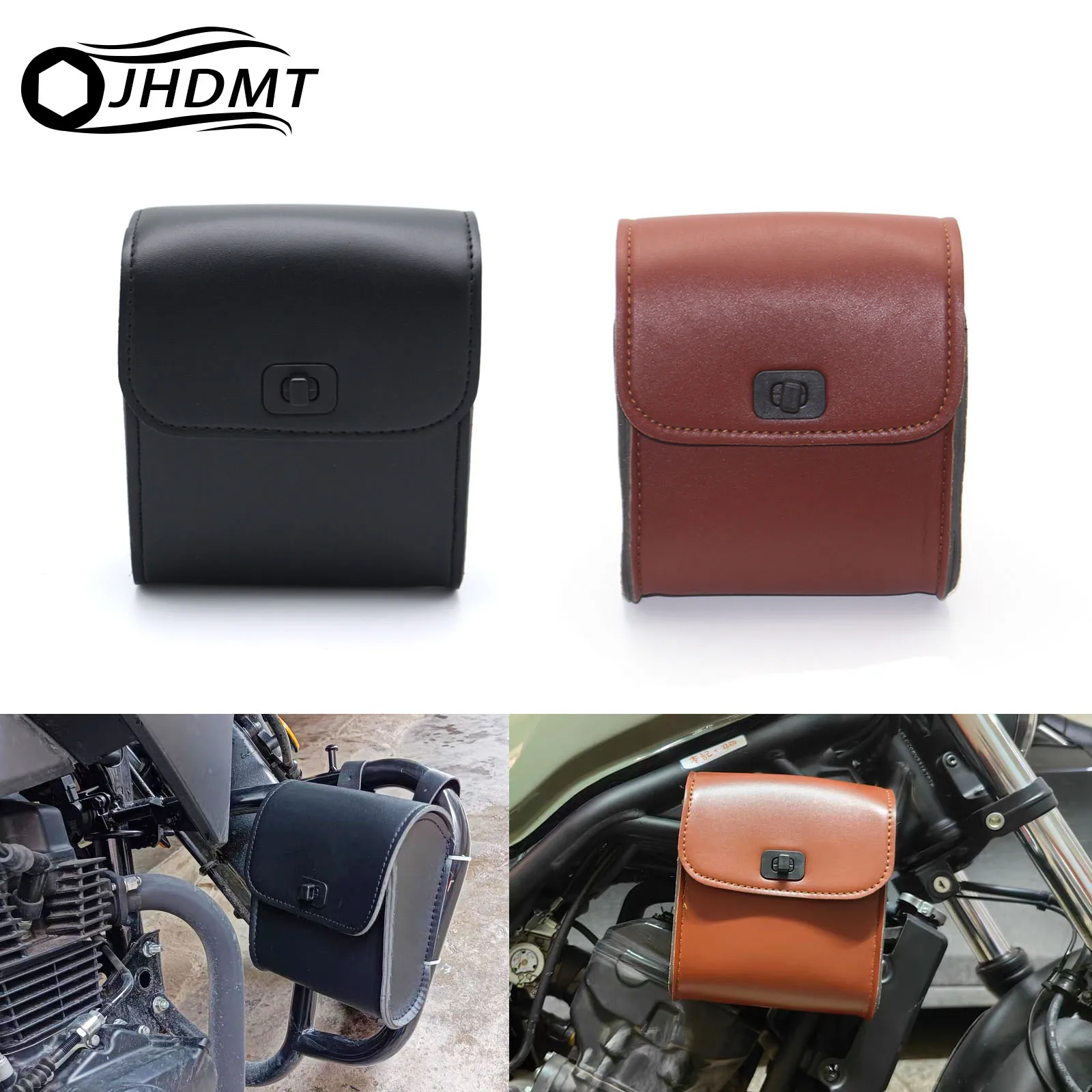 

Universal Motorcycle Saddlebag Tool Bags Handlebar Sissy Bar Side Bag Mini PU Leather For Harley Sportster For Yamaha For Honda