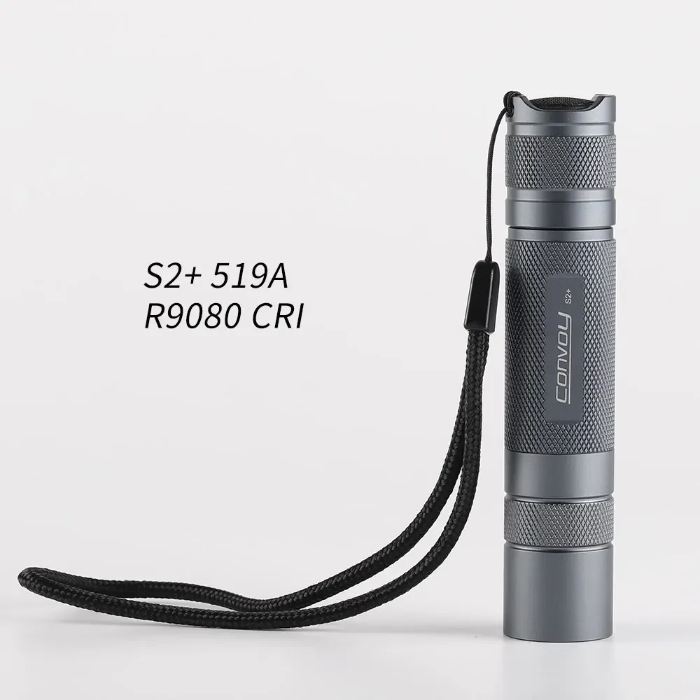 Convoy S2 Plus Flashlight with 519A R9080 Lanterna Led Torch Light 18650 Flash Light Fishing Lamp 5A 12 Groups Orange Peel