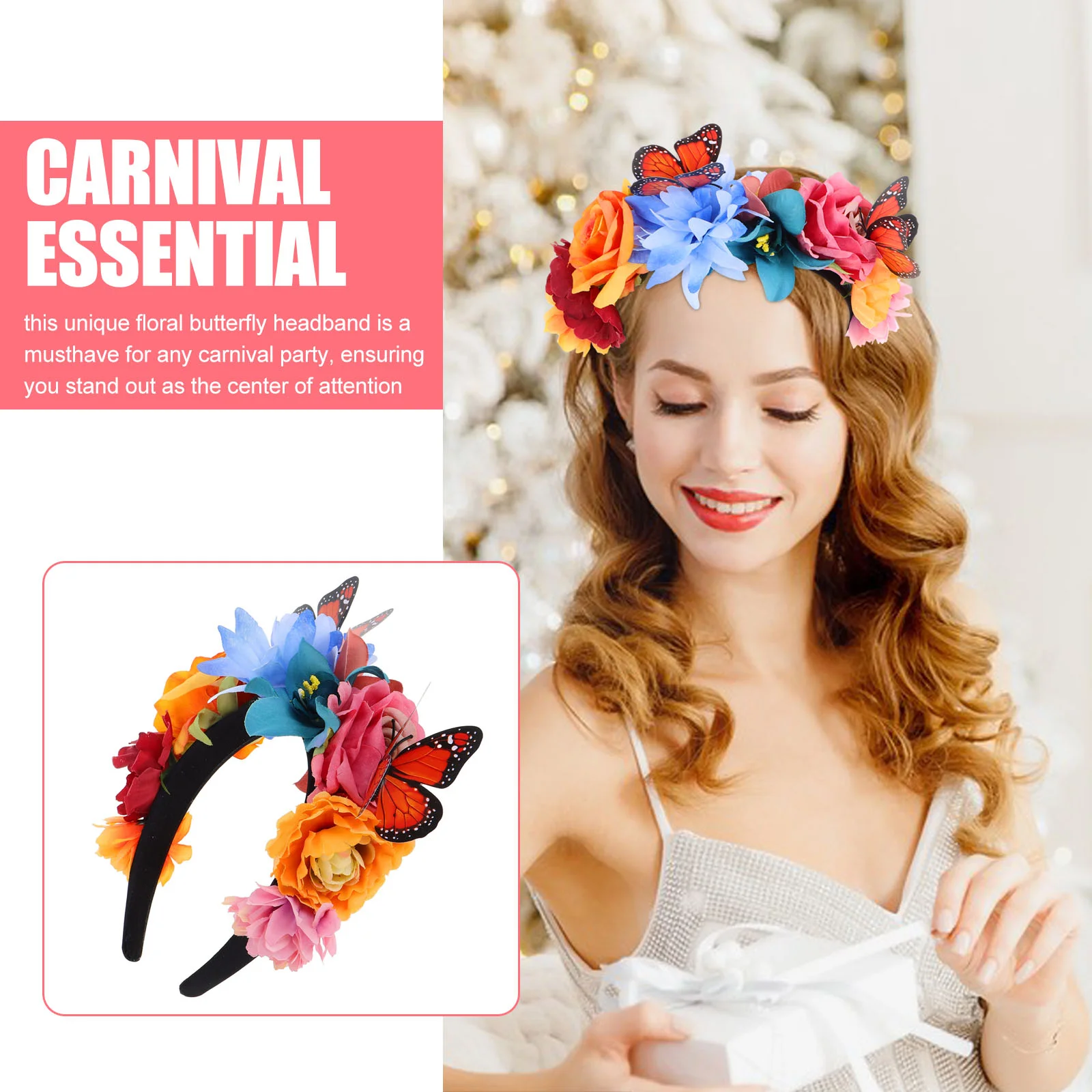 Flower Butterfly Headband Hair Decoration for Events Garden Party Simulated Elegant Handmade Headpiece Halloween Headbands