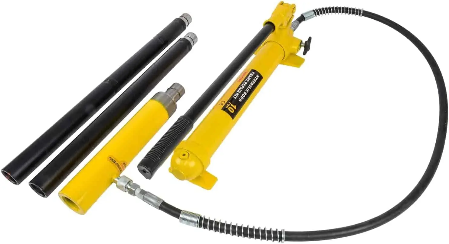 10 Ton Porta Power Kit - Hydraulic Ram with Pump Overload System, 5 1/8 Inch Stroke, 12 11/16 Inch Minimum Heig