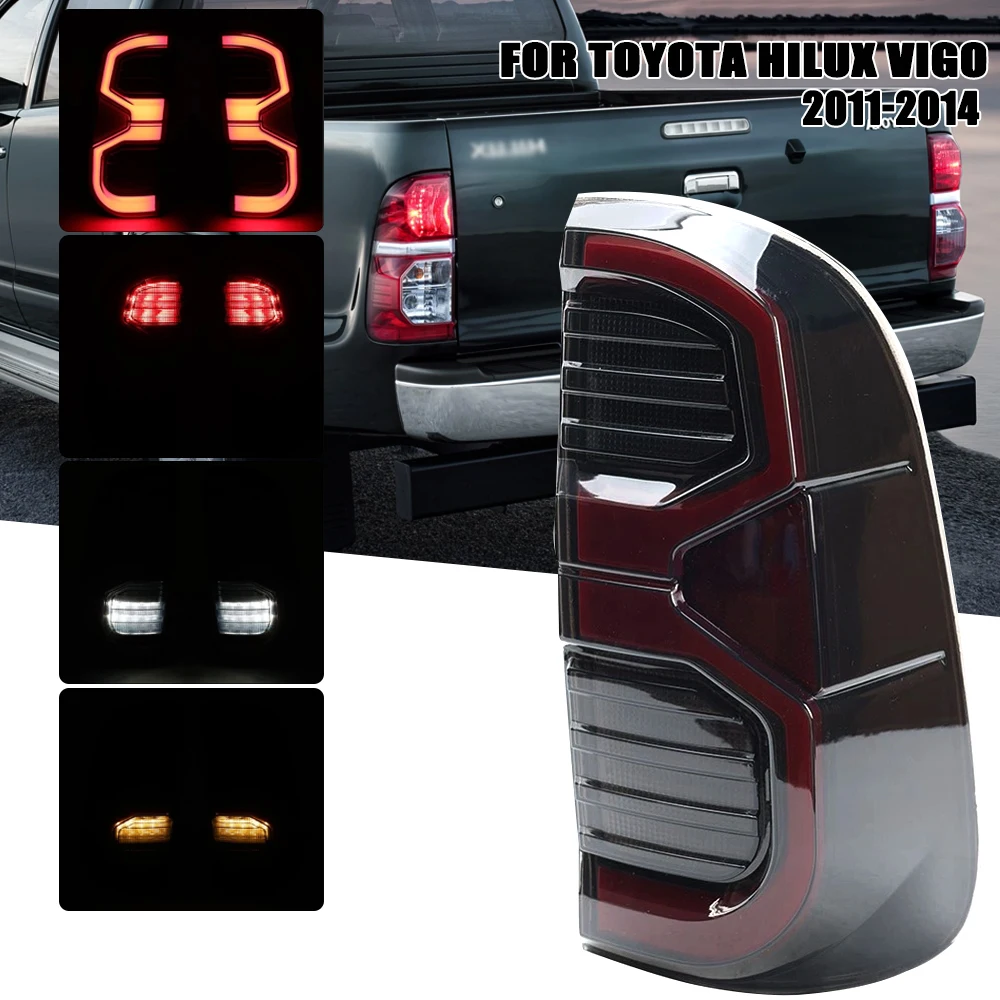 Feux arrière LED pour Toyota Hilux Vigo SR5 2011 2012 2013 2014, feux de signalisation, feux de freinage, feux de pare-chocs, feux de signalisation de danger