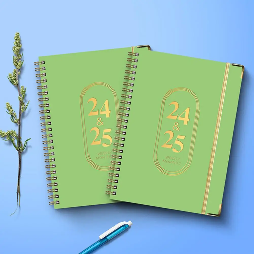 Planificador a prueba de fugas, planificador académico A5 de tapa dura 2024-2025, libro de bobina de planificación semanal mensual para estudiantes, escuela, suministros de oficina