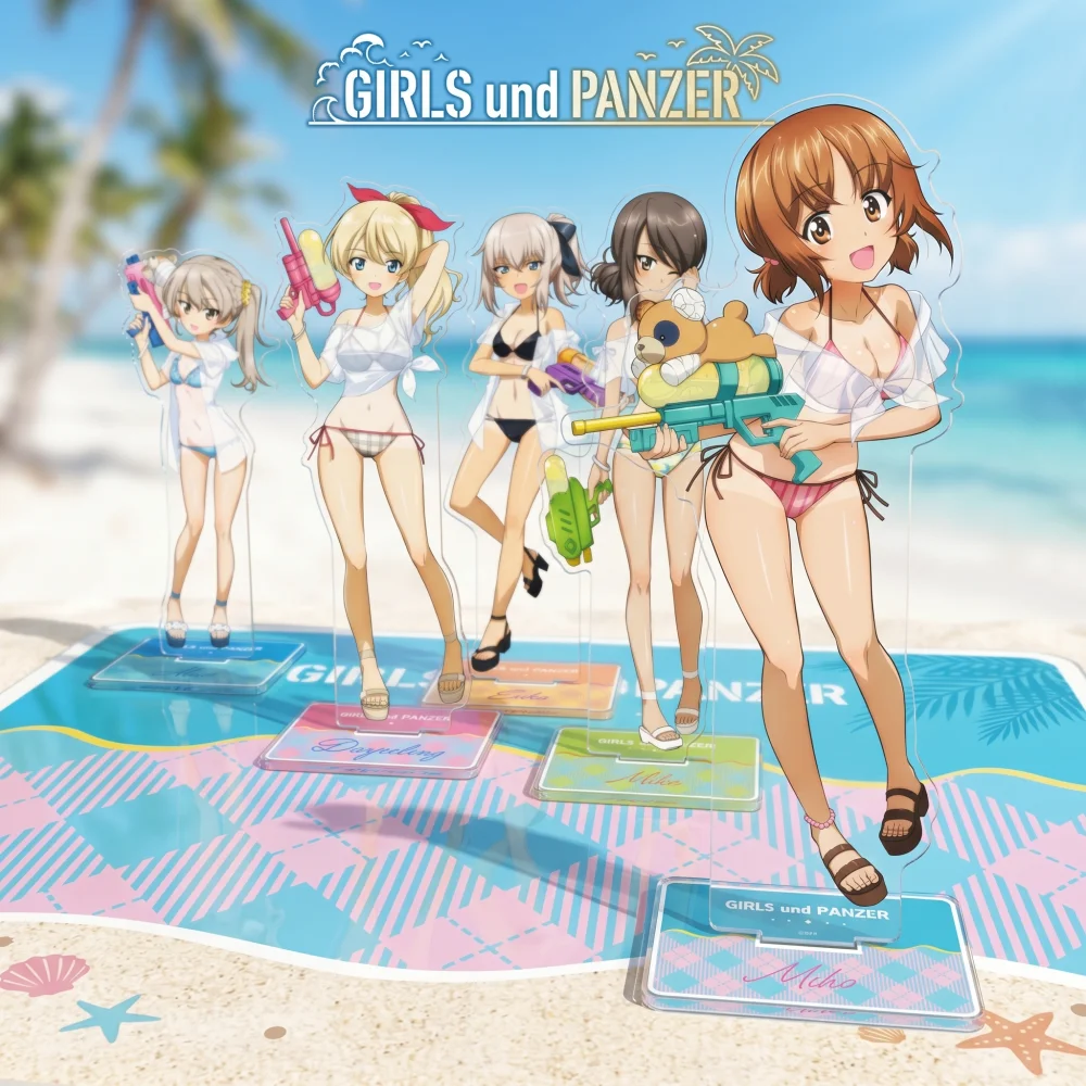 Anime Girls und Panzer Nishizumi Miho Darjeeling Summer swimsuit 15CM Kawaii Acrylic Stand keychain Desk Decor Collect gifts