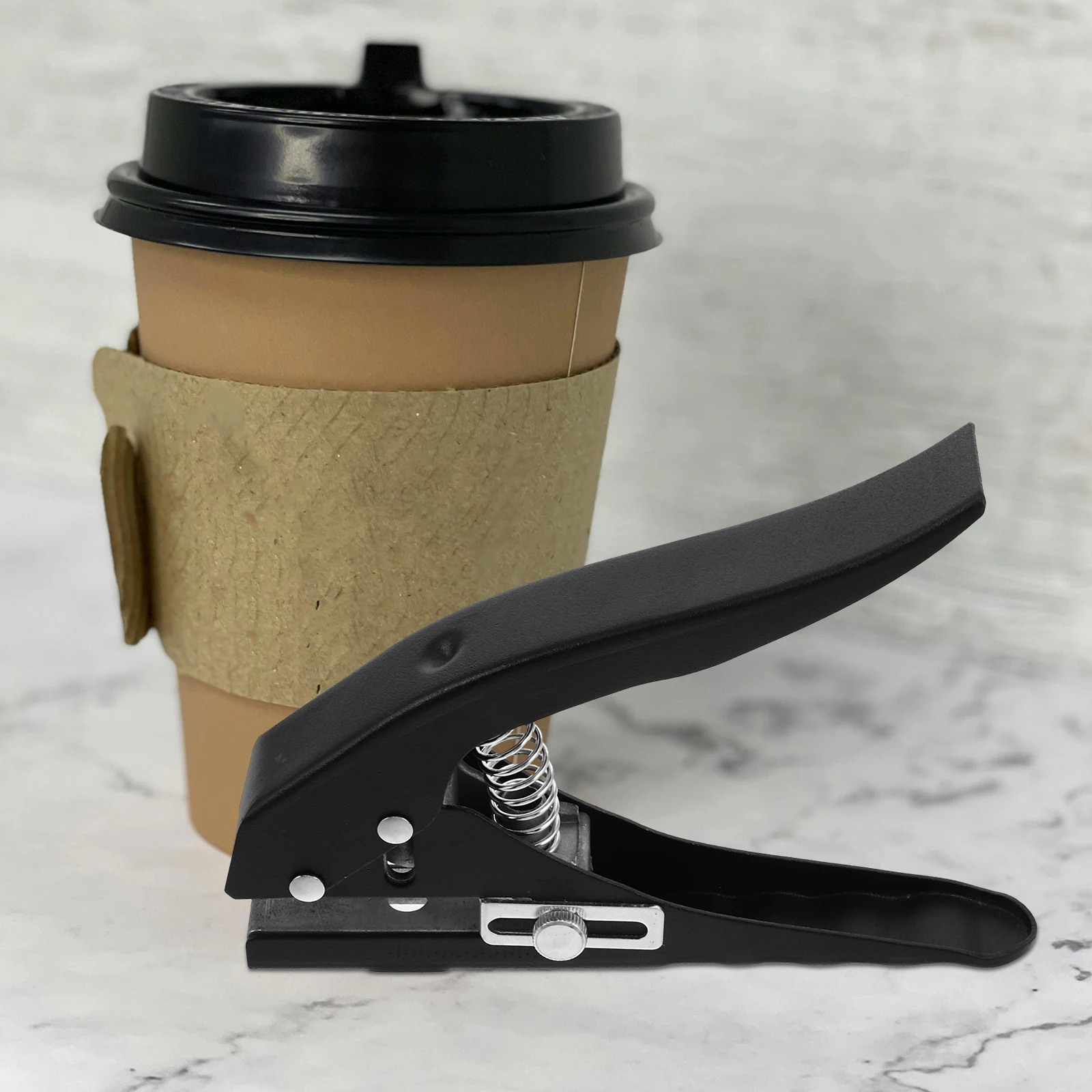 

PVC Cup Lid Hole Puncher Greeting Cards Corner Rounder Chipboard Black Straw Punch Metal Tool Kitchen Bar Supplies