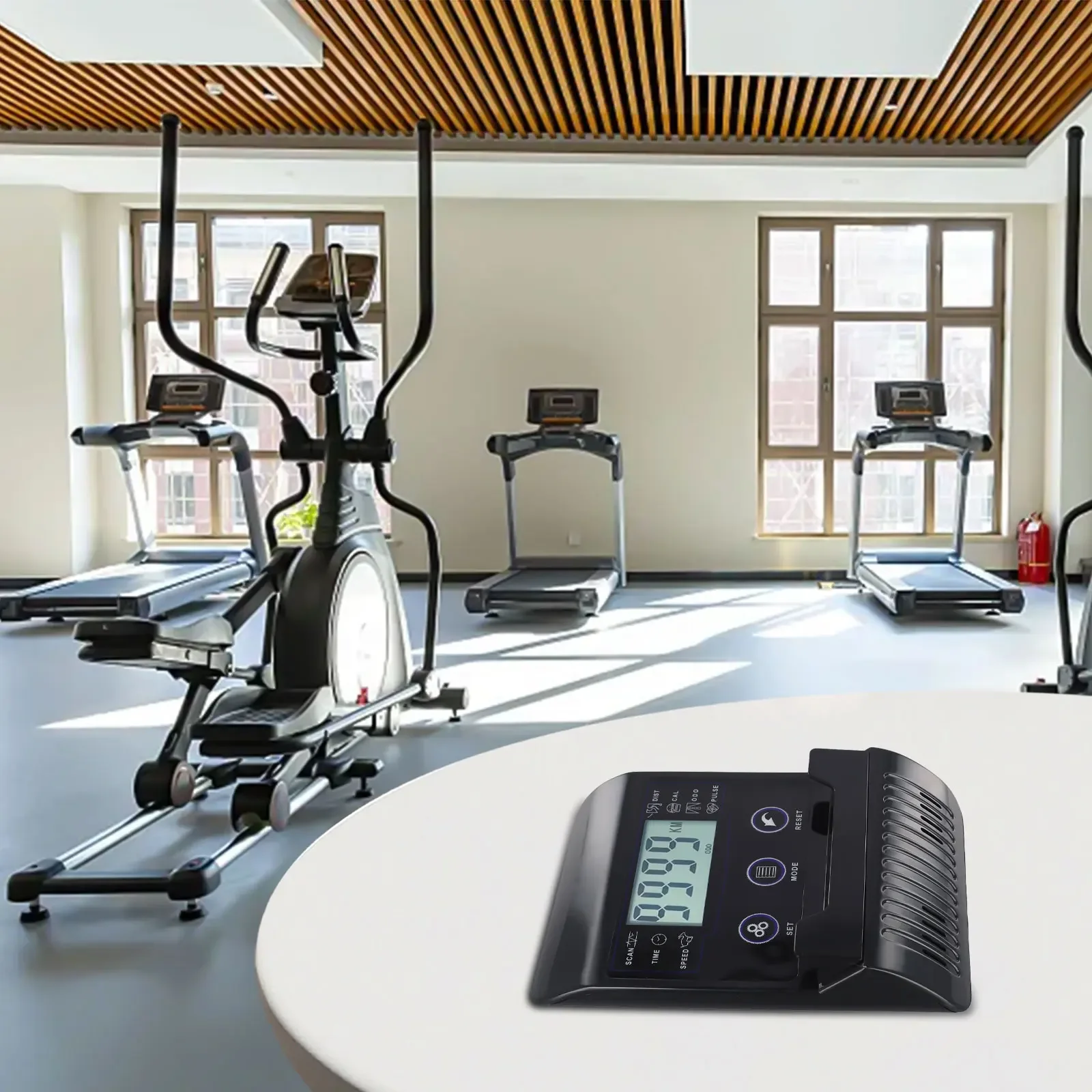 Home Fitness Training Black Stationary Bicycle Meter Indoor Exercise Bike Plastic Record Mileage 2 Batteries 3V