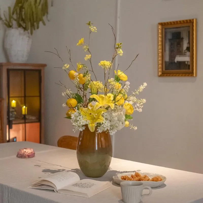Elegant Artificial Lily Bouquet for Home Decor Realistic Fake Flowers Arrangement for Living Room Dining Table Centerpiece