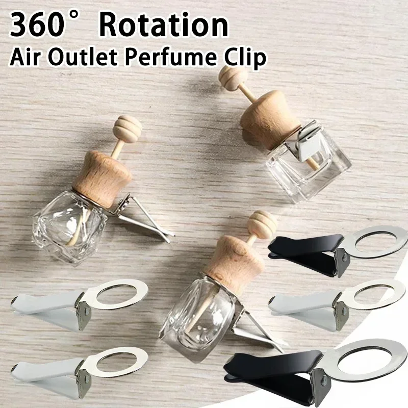 Car Air Conditioner Air Outlet Perfume Clip White Black 360 ° Rotating Stainless Steel Perfume Glass Bottle Clip Car Accessories