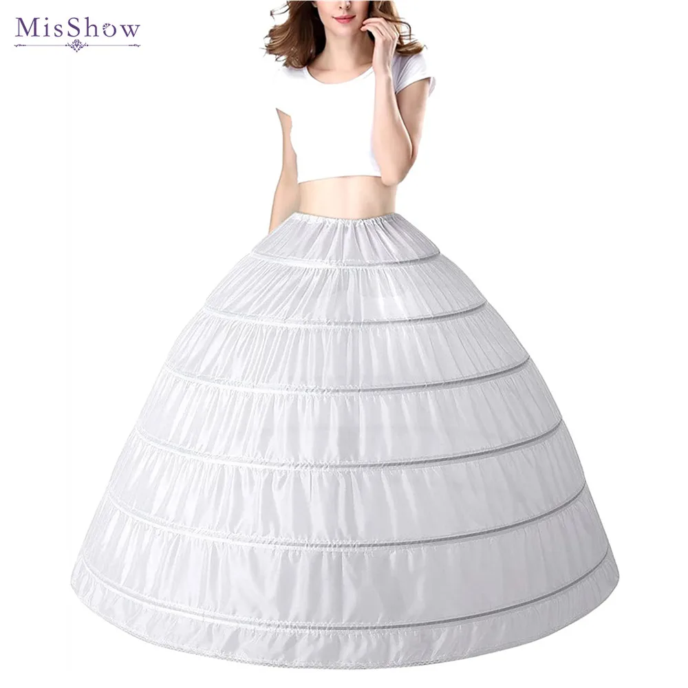 MisShow Ball Gown 6 Hopps Petticoat for Wedding Dress 9 Colors Crinoline Underskirt for Bridal Gown Floor Length Puffy Skirts