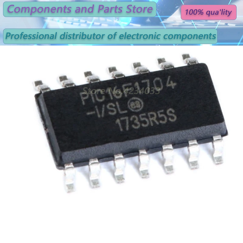 10PCS  PIC16F1704-I/SL  IC16F1704  16F1704   SOP14  NEW  100%  PIC16F  1704I/SL