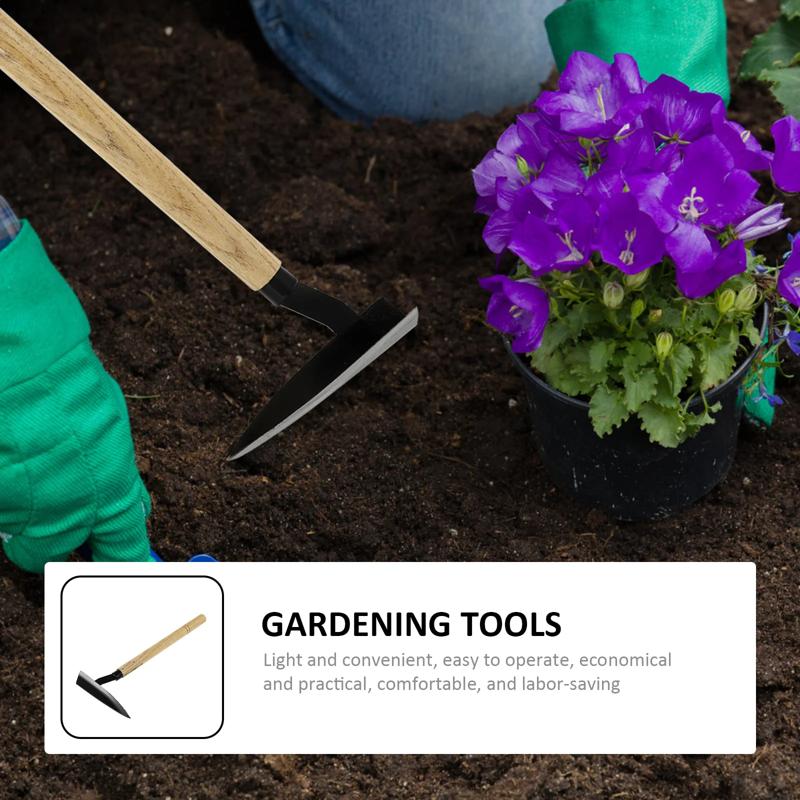 

Wooden Handle Steel Hoe Durable Gardening Tool for Weeding and Planting Portable Handheld Hoes Multipurpose Garden Hoes