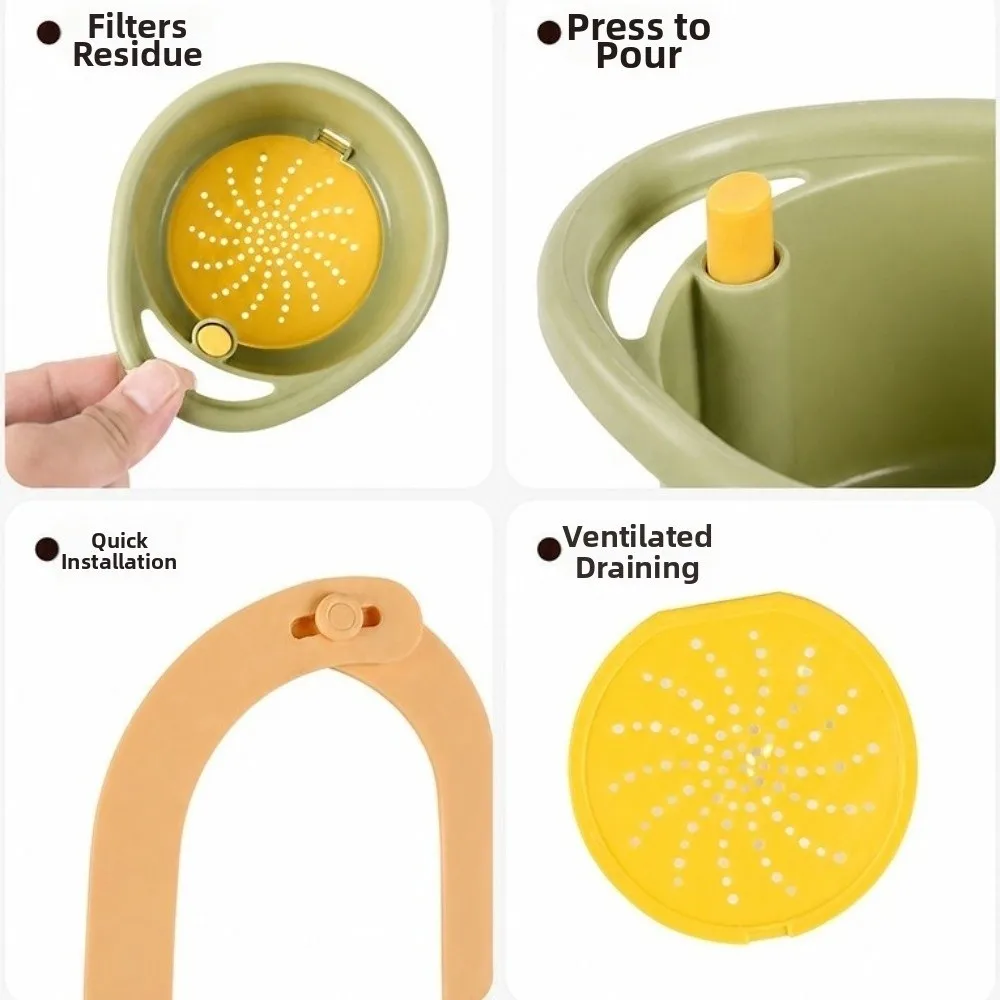 Hanging Sink Strainer Basket Quickly Drain Plastic Kitchen Drain Basket Detachable Press-Type Bottom Release Food Garbage Filter