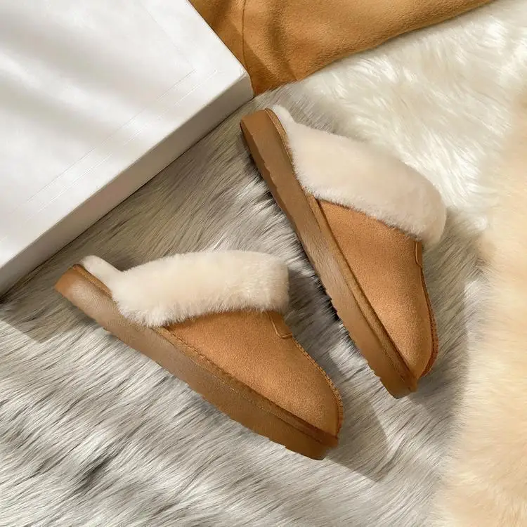 Fluffy Winter Slippers For Women Furry Fuzzy Home Shoes Faux Fur House Plush Slippers Indoor Warm Comfy Mute Flats Slide