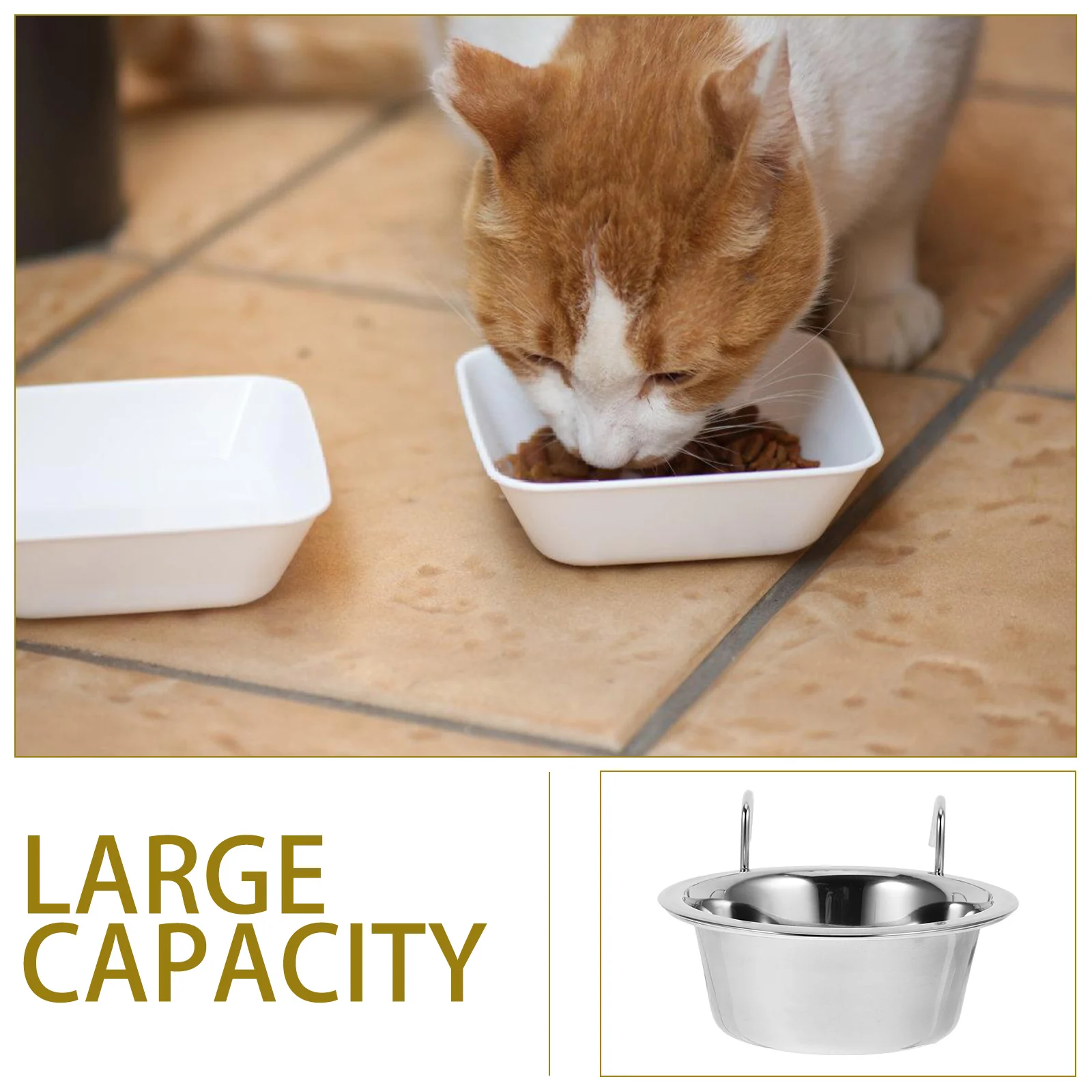 

Stainless Steel Pet Feeder Bowl Cage Mounting Hanging Dog Bowl Large Capacity Cat Food Basin Easy Food Basin