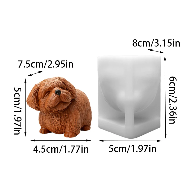 Cute Poodle Dog Candle Mold Silicone DIY Handmade Aromatherapy Wax Mold Healing Cute Pet Style Decorative Art Tool