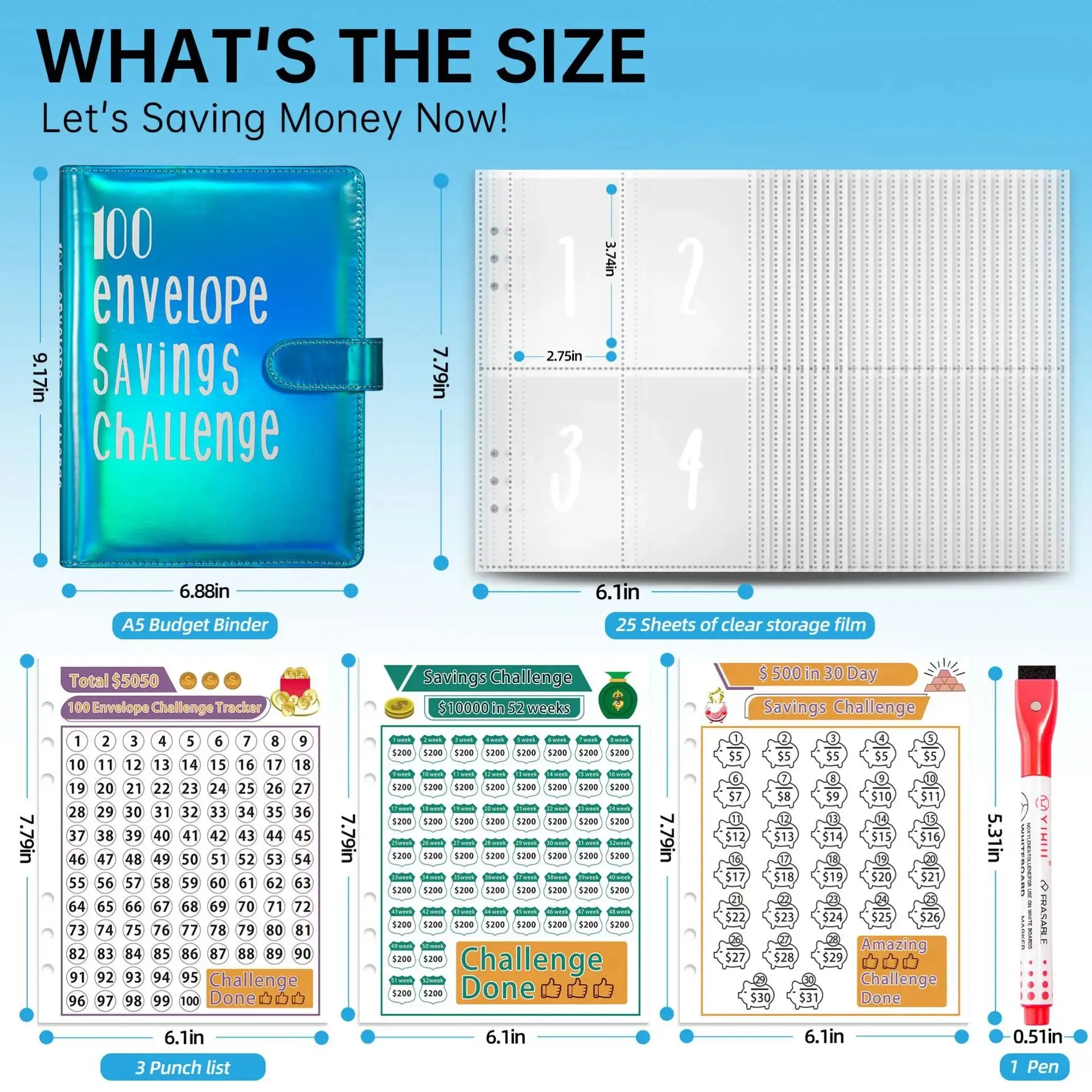 Couple 100 Envelope Challenge Binder Storage Notebook For 100 Days Money Saving Marriage Proposal Budget Planner