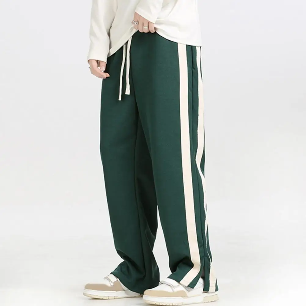 Jogging Trousers Sports Pants Versatile Men\'s Striped Wide Leg Sweatpants Comfortable Stylish for