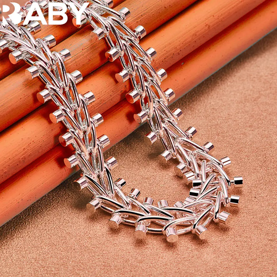 

URBABY 925 Sterling Silver Geometric Chain Necklace For Men and Women Fashion Jewelry Exquisite Trend Engagement Wedding Party