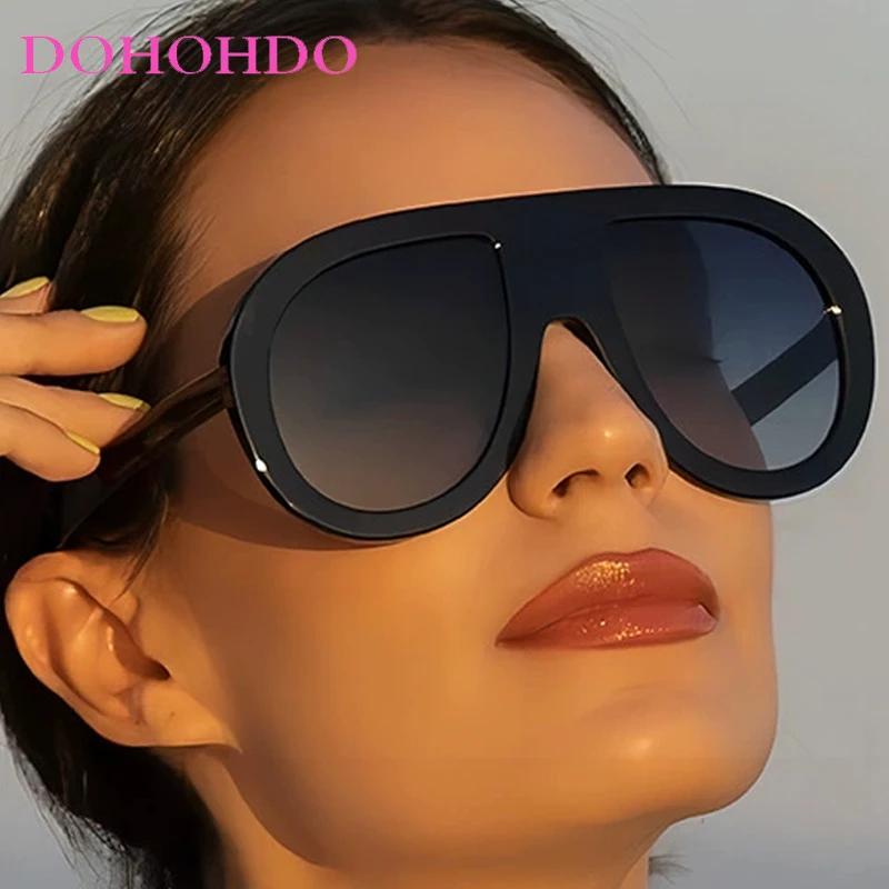 

DOHOHDO New One Piece Large Frame Sunglasses NewHigh-end Fashion Show Women Sunglasses Dressing Party Girls Eyewear Shades UV400