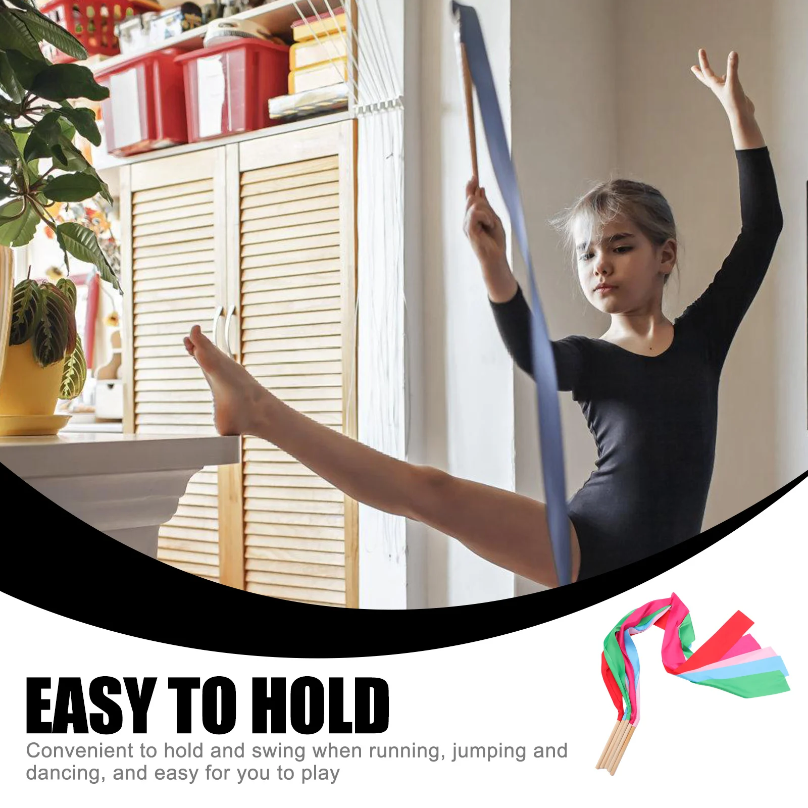 

5Pcs Gymnastics Streamer Ribbons Dance Flexible Durable for Training Performing Dancing Fitness Exercises