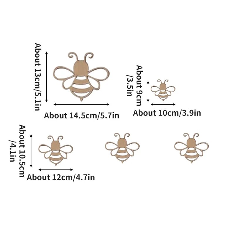 Ins Nordic Style Cute Bee Set - Suitable for Boys and Girls' Rooms, Offices, Dormitories, Christmas, Halloween, Thanksgiving - Irregular Shape, Bee Pattern, Anime-Themed Playful Art Decoration Style Home Wall Wooden Decoration - view 5