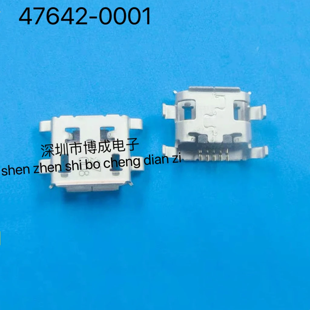 5 Units Micro-USB B Receptacle, Middle Mount, with Through Hole, Solder Tab, Mylar-Free, 47642-0001,, 0476420001,  Per