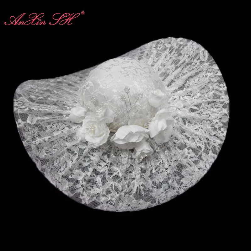

AnXin SH белая роза Кружевные свадебные шляпы Вечернее платье винтажные принцессы Лолита черные кружевные шляпы Вечерние ужин красные кружевные шляпы
