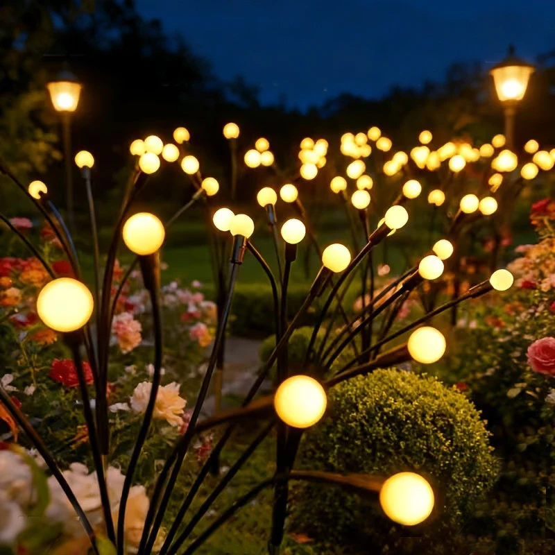 6/10 Light Solar Firefly Sway Lamps Outdoor Garden Solar Stake Lights for Courtyard Path Street Patio Festive Lawn Lights