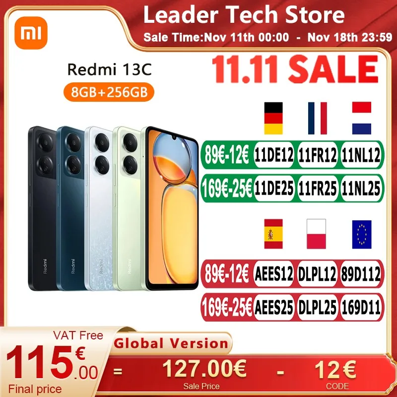 Xiaomi Redmi 13C Global Version 128GB Smartphone MTK Helio G85 Octa Core 6.74