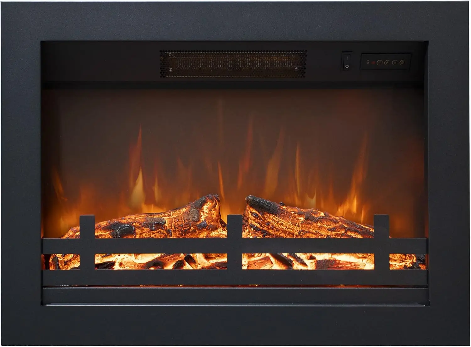 

Электрическая каминная вставка мощностью 23,7 дюйма с 4 пламенями регулируемой яркостью и защитой от перегрева, 750/1500 Вт, черный