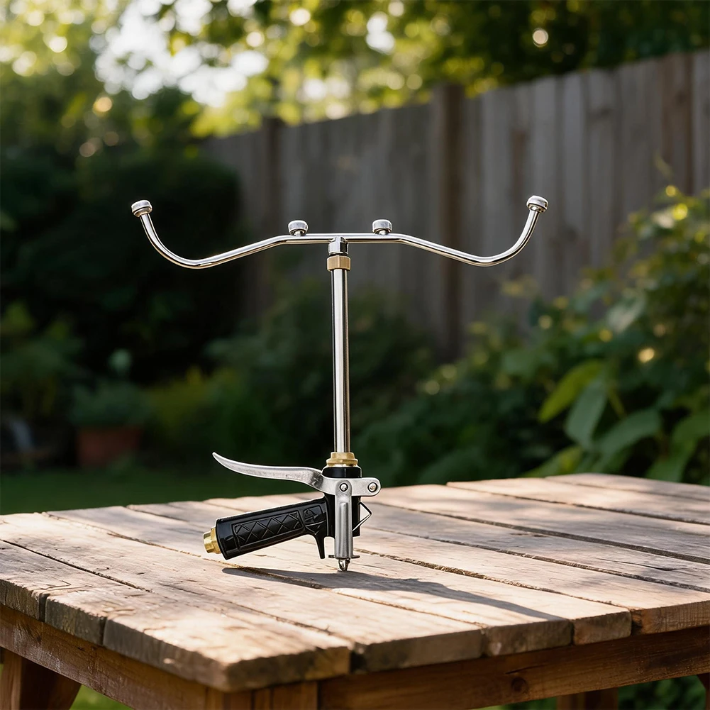 Handheld High-Pressure Sprayer Featuring Stainless Steel Construction and Adjustable Fan Spray Pattern Control