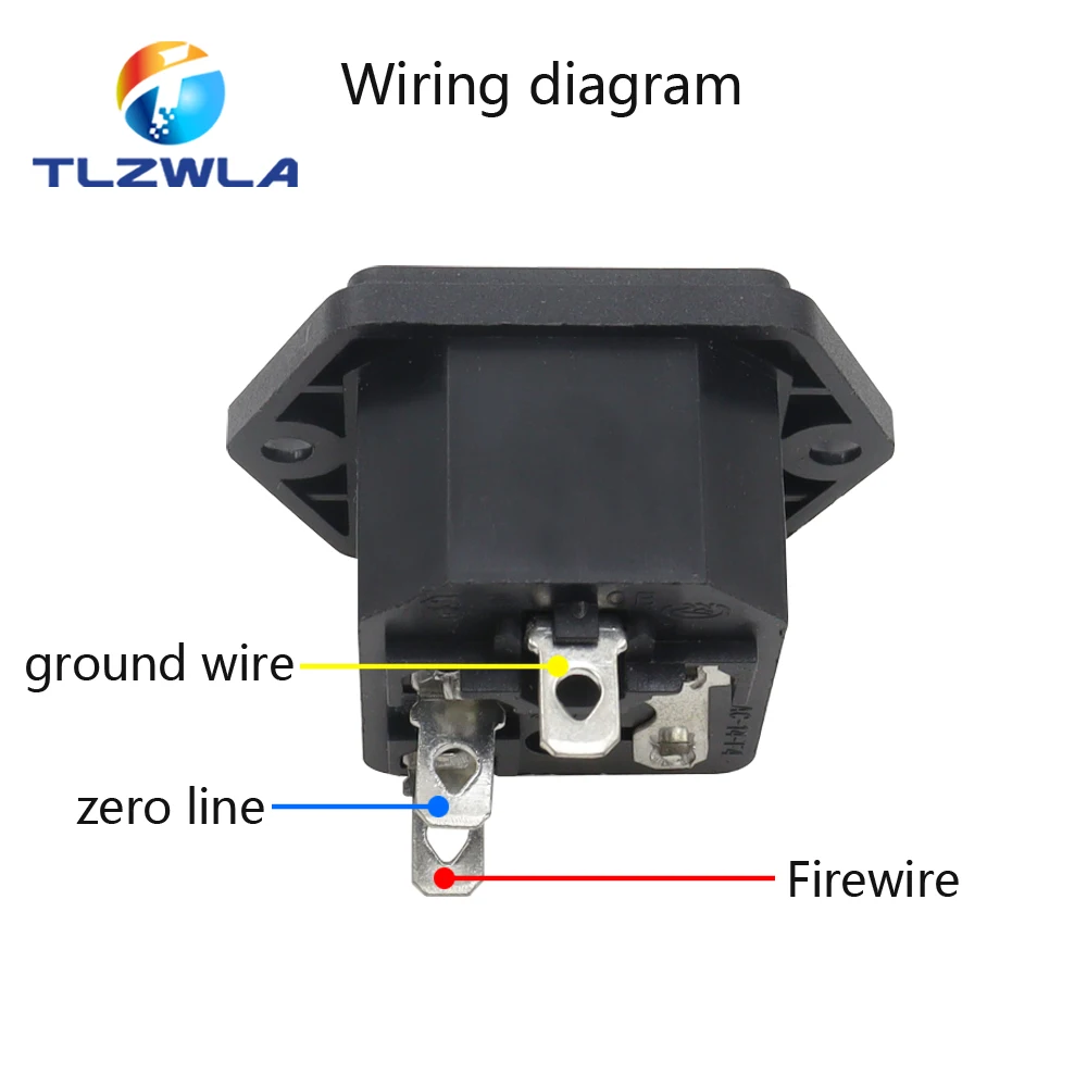 새 패널 장착 3 핀 IEC 60320 C14 인렛 수 전원 플러그 10A AC 250V W 퓨즈 거치대, 1 개