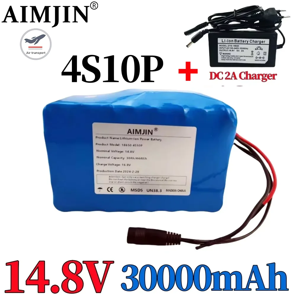 

18650 4S10P 14.8V 30Ah 444Wh Lithium-ion Power Battery withBMS for Inverter Smart Robot High-power Equipment Etc+16.8V charger