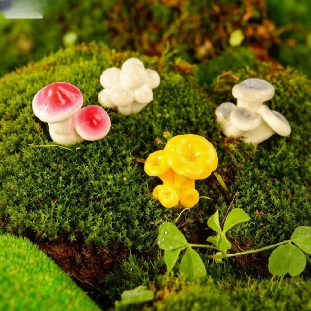 25 Pieces Lifelike Resin Mushroom Models for Terrariums Succulents and Moss Gardens with Stable Flat Base for Secure Placement