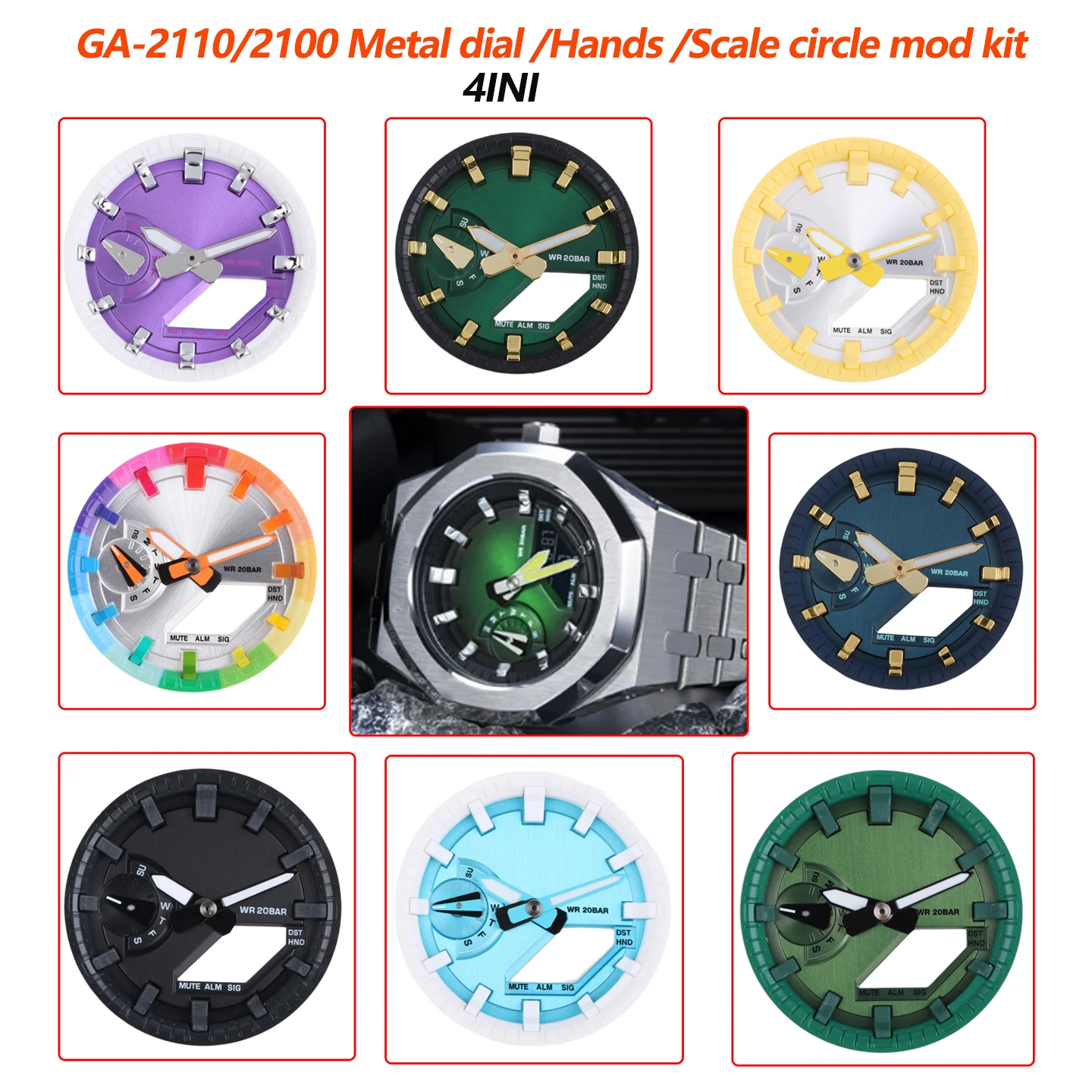 For Casioak GA-2110 GA-2100 Metal dial/Hands/Scale circle Watch Part GA2100 4INI watch Dial mod kit DIY Personalized Accessories