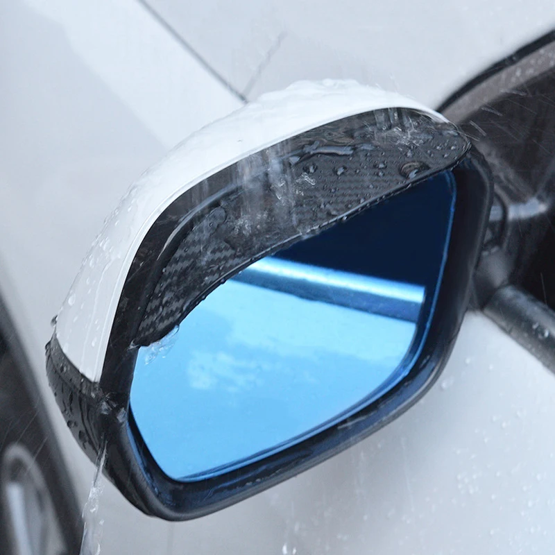 Car Rearview Mirror Rain Eyebrow Carbon Fiber Sun Visor Shade Protector Clear Vision Rain for Car Rearview Covers Accessories