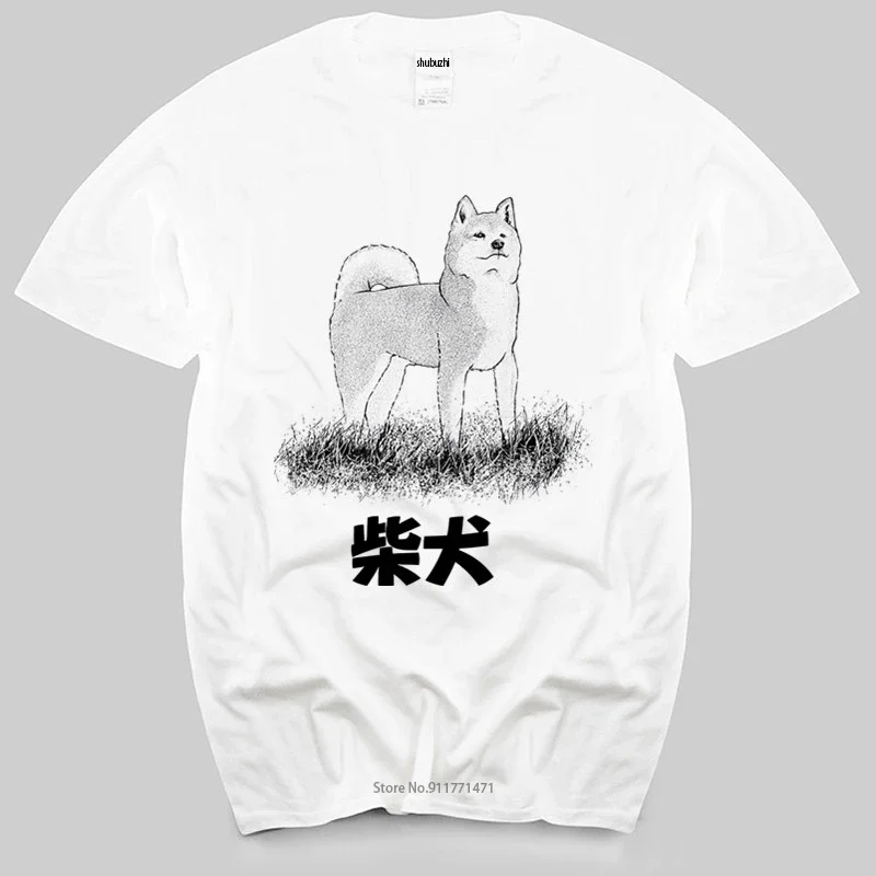 

Summer mens black t-shirt Shiba Inu T-shirt Dog shirt japanese akita Pet Animal New Cotton tee-shirt male tees