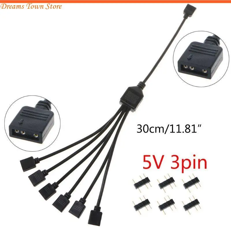HX6A RGB Extension Cable 5V 3 Pin Radiators RGB Fans Connector Hub 3-Pin Cooling Fan Cable for Computer ATX for Cas