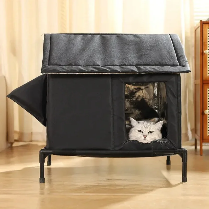 Outdoor Heated Cat House with Aluminum Foil Fully Enclosed & Waterproof Winter Cat Shelter, Insulated Kitty House for Stray Cats - view 4