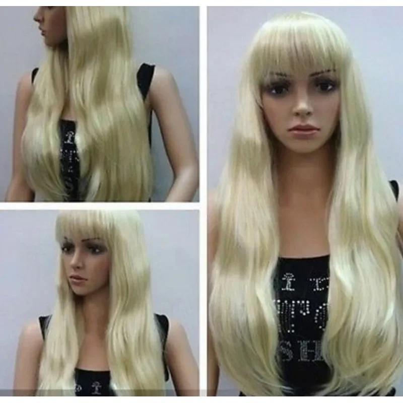 

WISH WBY Wholesale price Hot Sell TSC ^ ^ 2015 Fashion Women's Pale Blonde Long Straight Hair Full Wig Hivision