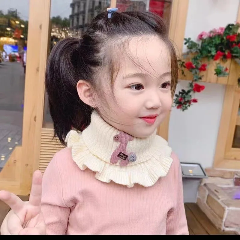 ผ้าพันคอสำหรับเด็กในฤดูหนาว, ผ้าพันคอกันลม, ผ้าพันคอถักนุ่มหนา, สไตล์ฤดูใบไม้ร่วงและฤดูหนาวใหม่สำหรับเด็กผู้หญิง