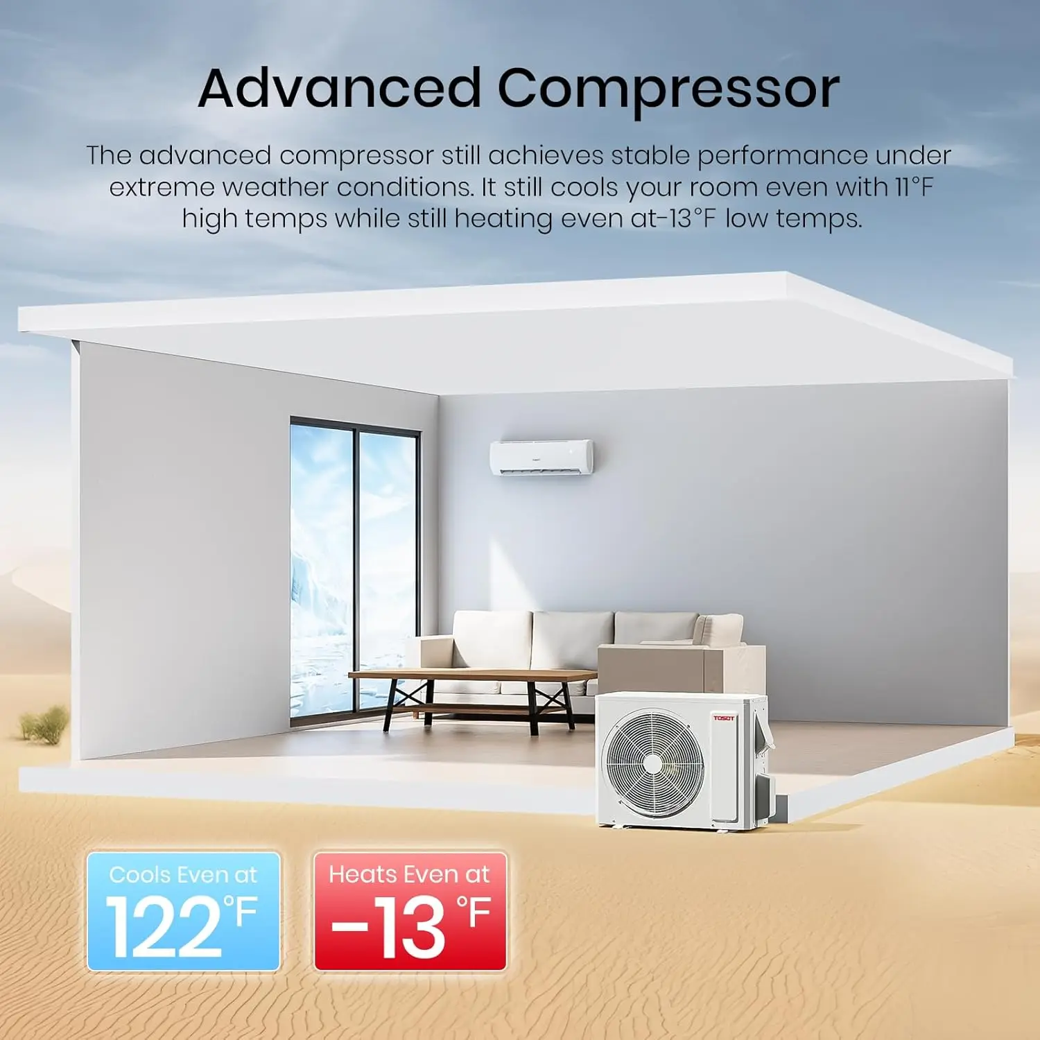 Mini-Split Air Conditioner, Wifi Enabled Ductless Inverter Split System AC Unit Heating System, Compatible