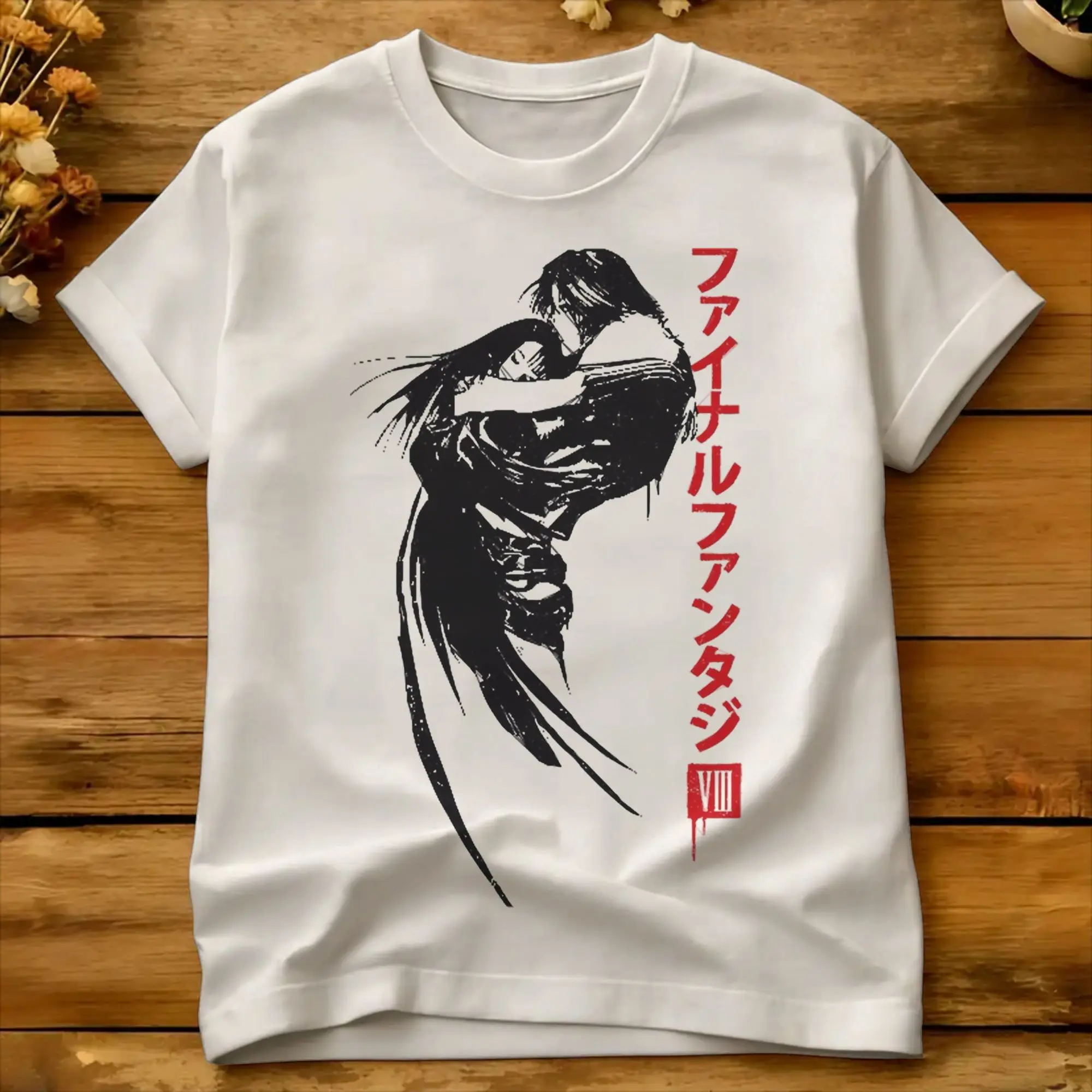 Casual T Shirt Beach Squall & Rinoa  Hippie T-Shirts Finals Fantasys VII Cotton Tshirt for Man Y2K Basic Short Sleeve Tops