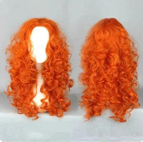 Peluca de Cosplay de pelo sintético, pelo largo y rizado, naranja, Lolita