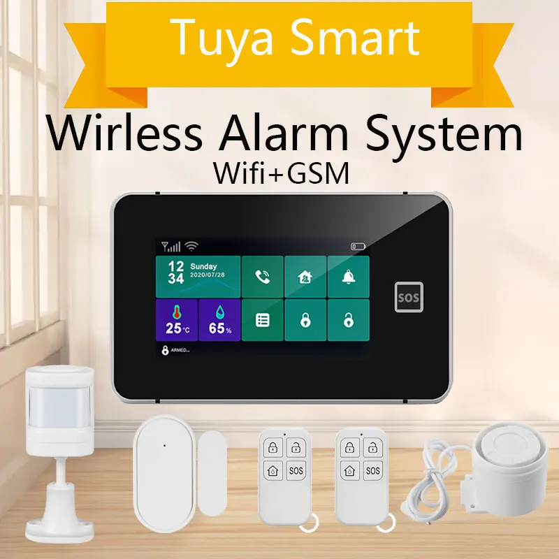 Tuya Wifi Wireless GSM Alarm Systems Security Home Kit 433MHz Control Siren IP Camera IPR Motion Door Window Smoke Support Alexa