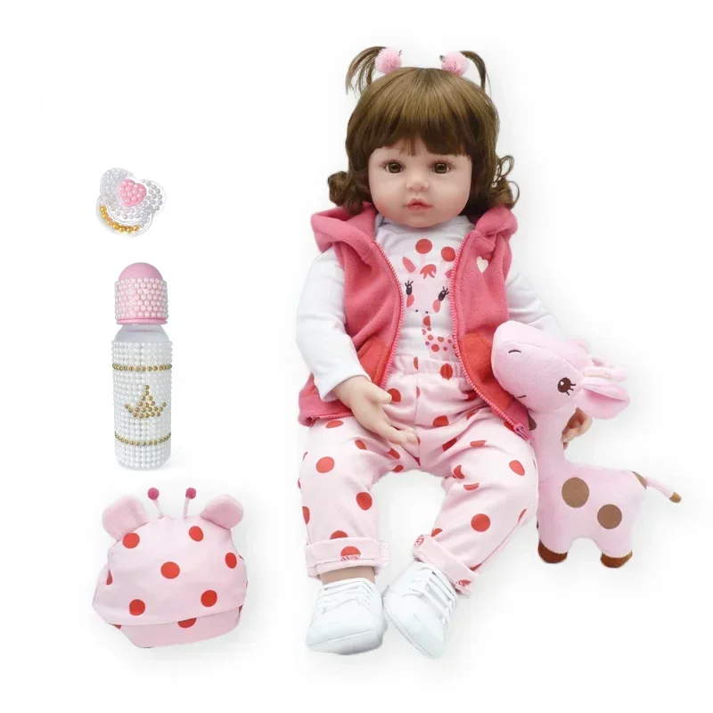 

47cm/60cm Reborn Dolls Soft Silicone Reborn Baby Dolls Lifelike Baby Girl Gifts for Girls Reborn Doll Kit Pink Simulation Baby