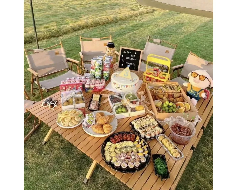 Outdoor Folding Table Folding  Chair Camping Set Picnic Egg Cone Lightweight Portable Portable Beach Chair Table