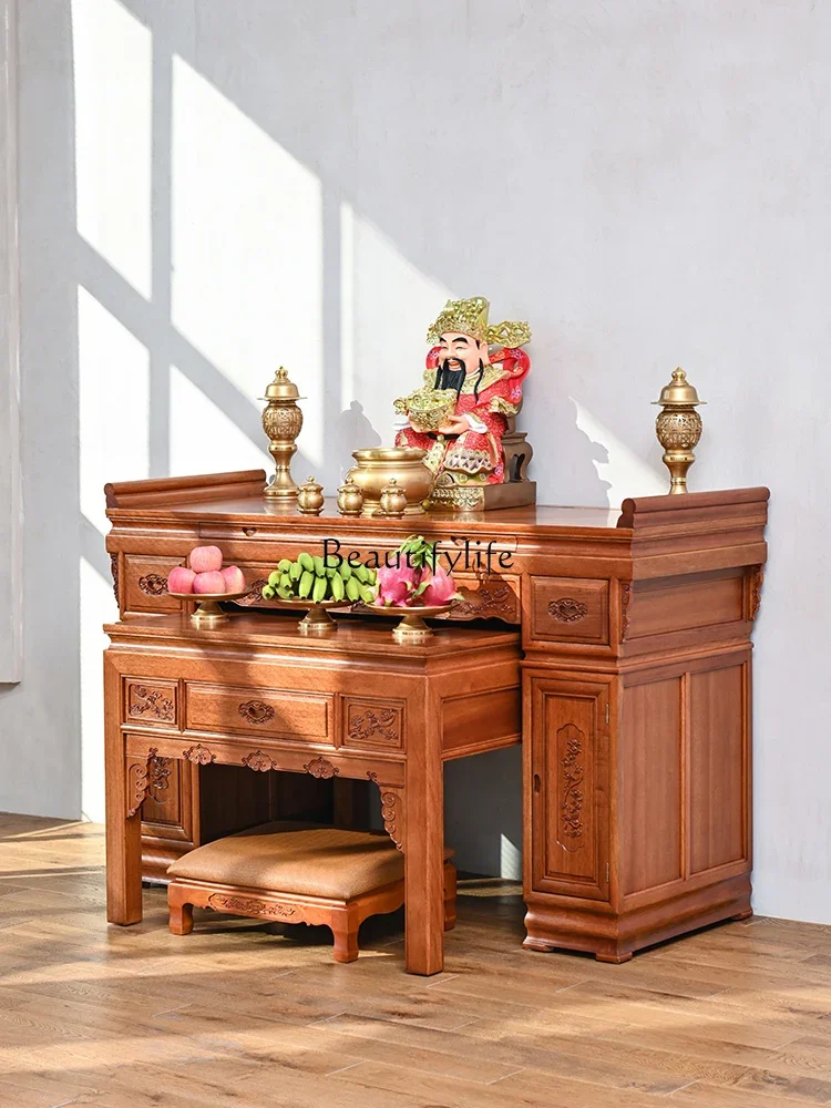 

yj58 Qibu lotus offering table, Buddhist cabinet, Buddhist niche incense table, Chinese shrine solid wood