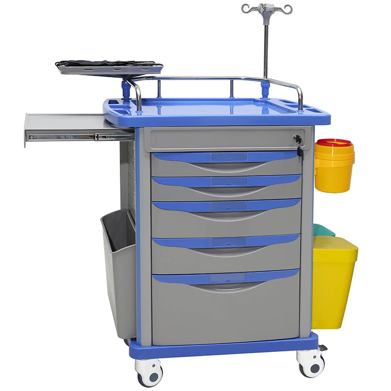 Medical Cart Emergency ABS Plastic Treatment Trolley for Hospital or Clinic
